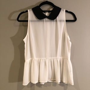 Ya // White Collared Sheer Blouse